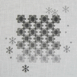 [六花] 中谷宇吉郎 雪の科学館｢雪のﾃﾞｻﾞｲﾝ賞｣入選 六角形がﾓﾁｰﾌの幾何学模様と6種類の糸が織り成すｸﾞﾗﾃﾞｰｼｮﾝで、雪の結晶の繊細で端正な美しさを表現しました。